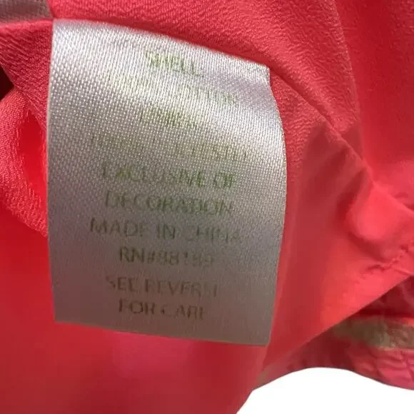 Lilly Pulitzer Pink Embroidered Sheath Dress Size 00 Cutout Back Zipper Lined - Picture 6 of 11